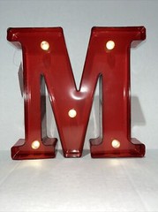 Marquee Light Up Metal Letter M Wall Hanging Decoration 9″ Red Studio Decor New