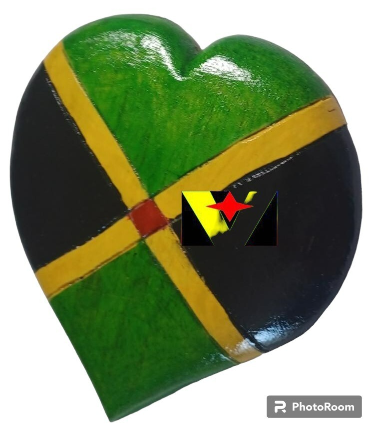Heart Shaped Jamaica National Flag, Black, Yellow, Green and Red