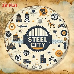 Industrial Metal Sign Vintage Steel Cityscape Aluminum Sign 8 Inch Round Funny