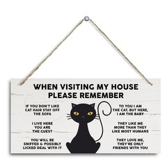 Cat Decor, When Visiting My House Please Remember, Decorative Hanging Wall Pl