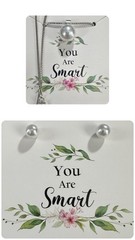 Inspirational Floral Paper Plaque, Rectangle, White Green Pink, Decorative Sign