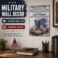 Military Decor Army Patriotic Metal Sign Wall Decor What Is a Veteran Metal Tin