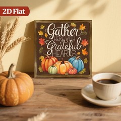 Rustic Grateful Heart Fall Wooden Sign Pumpkin Farmhouse Wall Decor Autumn Gift