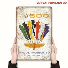 Vintage Indy 500 Dart Program Metal Sign Retro Racing/Game Room Wall Decoration