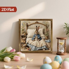 Vintage Lovely Easter Bunny Art Wooden Plaque Farmhouse Home Table Decoration