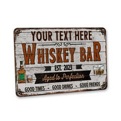 Custom Whiskey Bar Sign Home Bar Decor Gift For Him Metal Bar Sign 108122002147