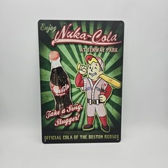 Nuka Cola Tin Metal Sign Poster Vintage Rustic Look Fallout Video Game Gamer Art