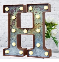 “H” LED Marquee Light Up Letter Industrial Vintage Style Lighted Letter Rust Met