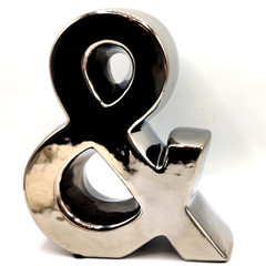 8.5″ Ampersand Heavy Duty Sculpture Ceramic w/ Chrome Finish Figurine Helvetica