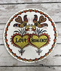 VTG Pennsylvania Dutch PA Love Romance Hex Folk Art Barn Hanging Sign Decor
