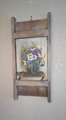 Wooden Wall Decor With Handpainted Floral Picture 23″x10 1/2″