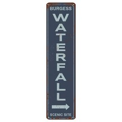 Retro Burgess Waterfall Metal Sign Hiker Lounge Camp Break Room Wall Decoration