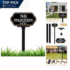 No Soliciting Sign Aluminum Stake 5×10 Inch Yard Warning Outdoor Home Front Door