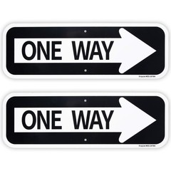 2-Pack Large One Way with Right Arrow Sign 18″x 18” x 6”, Reflective Yellow