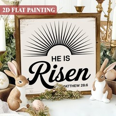 Framed Wooden Plaque He Is Risen Matthew 28:6 Farmhouse Entryway Decoration Gift