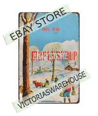 maple syrup collector harvesting tree cabin metal tin sign plaque design online