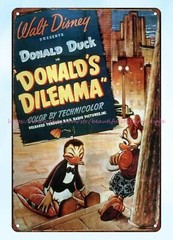 1947 Donald Duck Donald’s Dilemma movie poster metal tin sign pub studio plaque