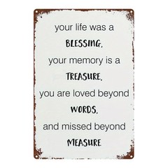 Vintage Tribute Metal Sign Inspirational Memorial Quote Decor for Home & Garden