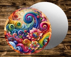 FLORAL SWIRL Round metal Sign for Wreaths, dollhouse, crafts