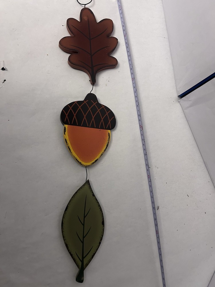 Fall Wall/Door Hanging Decor Wooden Leafs and Acorn Multicolor