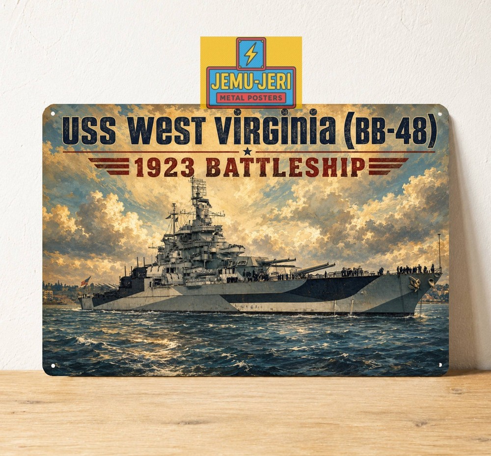 USS West Virginia BB-48 Battleship Navy Metal Poster Sign 8*12″in