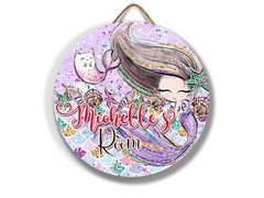 Personalized Name Sign for Girls Room Nursery Decor Door Hanger Mermaid MER003