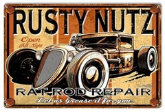 Hot Rod Rat Rod Garage Art Metal Sign Rusty Nutz 12×18