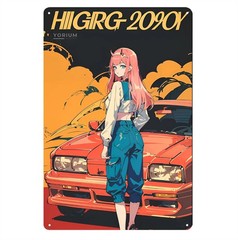 japanese car art girl Car Metal Poster – Tin Sign – Size:20x30cm