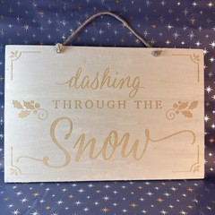 Christmas 2 in 1 Reversible Paintable Sign Dashing through Snow /Merry Christmas