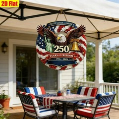 Patriotic USA Wreath 250 Years Liberty Bell Front Wooden Door Wall Hanging Decor
