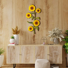 Ferraycle Wooden Sunflower Wall Decor Hanging Sunflower Outdoor Decor Rustic Flo