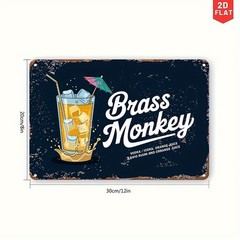 Brass Monkey Cocktail Retro Metal Sign Tropical Bar Drink Decor for Cocktail Fan
