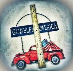 Set of Welcome Patriotic Truck GOD BLESS AMERICA Wreath SIGN Flag 4th Farmhouse