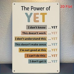 Power Of Yet Growth Mindset Metal Sign Teacher Student Motivational Wall Decor