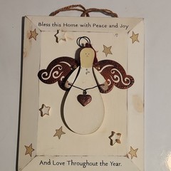 Inspirational Angel Hanging Decorative Plaque Wood Metal