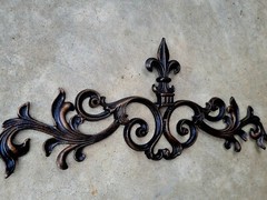 Cast Iron Fleur de Lis Topper, Wall Plaque, Valance, Old World, Pediment, New
