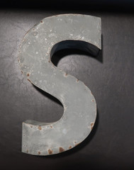 Vintage Decorative Tin Letter S 10″ x 6″ x 3″ Statement,Snazzy, Stylish, Smart