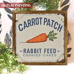Carrot Patch Rabbit Feed Wooden Plaque Easter Retro Farmhouse Wall Decoration