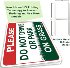 2PC Do Not Drive or Park on Grass Sign with Metal Stakes, 12.6″X 9.4″ – Corrugat