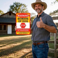 3 Pack Beware Of Dog Sign,8×12 Inches, Reflective Film, Anti-Rust Aluminum Metal