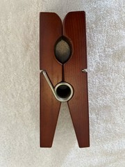 Large Wooden Clothespin Wall Hanging Decor Functional Spring Dark Brown Finish