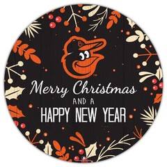 Merry Christmas New Year 12in Circle – M1049 – Baltimore Orioles – MDF Wood
