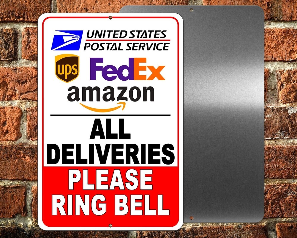 Deliveries Ring Bell Sign Or Decal 6 Sizes packages delivery driver I121