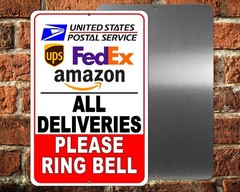 Deliveries Ring Bell Sign Or Decal 6 Sizes packages delivery driver I121