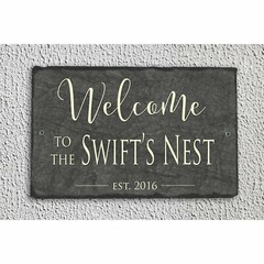 Customizable Slate Welcome Sign – Family Name Plaque – Handmade and Personalized