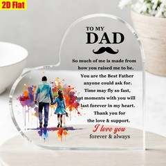Heart Acrylic Plaque Watercolor Splash Father Daughter Walk Mustache Dad Gift