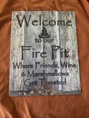 New Welcome To Our Fire Pit Decorative Metal Tin Sign Made in the USA