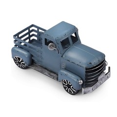 Blue Truck Decor Gift Metal Small Cute Farm Car Decor Vintage Tree Flowers