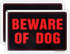 2-Pack Beware of Dog Sign, 10″X 7″ .04″ Aluminum Reflective Sign Rust Free Alumi