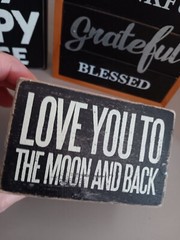 Happy Love Theme Signs Desk Shelf Decor Decorations Display Plaques Lot Of 4